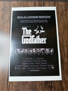 The Godfather 25th Anniversary Black Wall Art Poster 11x17”